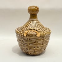 Image 4 of Bouteille vintage en céramique avec anse décor osier tressé  Calvados Liqueur 1960