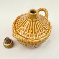 Image 6 of Bouteille vintage en céramique avec anse décor osier tressé Calvados Liqueur 1960