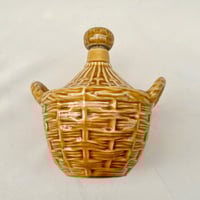 Image 3 of Bouteille vintage en céramique avec anse décor osier tressé Calvados Liqueur 1960