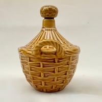 Image 2 of Bouteille vintage en céramique avec anse décor osier tressé Calvados Liqueur 1960