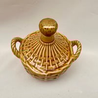 Image 4 of Bouteille vintage en céramique avec anse décor osier tressé Calvados Liqueur 1960
