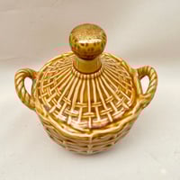 Image 5 of Bouteille vintage en céramique avec anse décor osier tressé Calvados Liqueur 1960