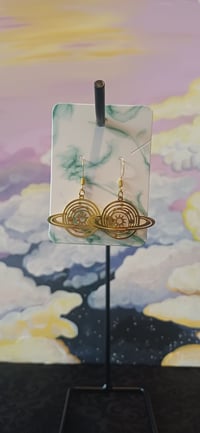 Solar system Gold Hook Earrings