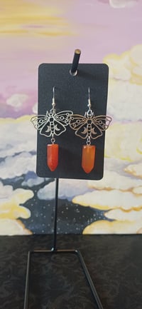 🌙 Moth & Moon Carnelian Earrings 🌙