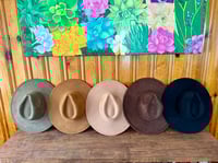 Image 3 of Blank Vegan Suede Flat Brim Hats 