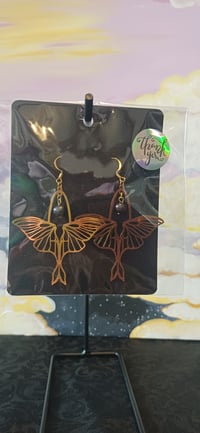 ✨ Gold Moth Earrings with Black Pearls ✨