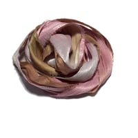 Image 4 of Ready To Ship! 10YD. ROSE MILK HAND DYED SARI SILK RIBBON BY COLOR BURST SILK