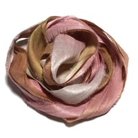 Image 7 of Ready To Ship! 10YD. ROSE MILK HAND DYED SARI SILK RIBBON BY COLOR BURST SILK