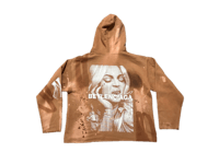 Image 2 of Beyonce Balenciaga NY art dept custom screen print brown/white bleached sweatshirt