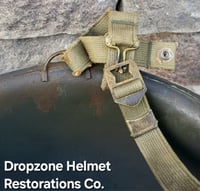Image 14 of WWII M2 Dbale 509th PIB Front Seam Helmet & Paratrooper liner. Netting. 