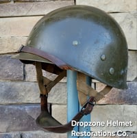 Image 19 of WWII M2 Dbale 509th PIB Front Seam Helmet & Paratrooper liner. Netting. 