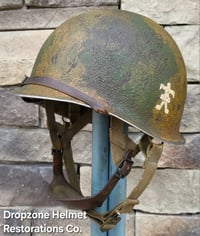 Image 1 of WWII M2 Dbale 509th PIB Front Seam Helmet & Paratrooper liner. Netting. 