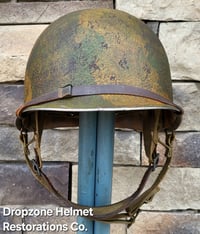 Image 5 of WWII M2 Dbale 509th PIB Front Seam Helmet & Paratrooper liner. Netting. 