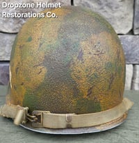 Image 6 of WWII M2 Dbale 509th PIB Front Seam Helmet & Paratrooper liner. Netting. 