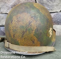 Image 8 of WWII M2 Dbale 509th PIB Front Seam Helmet & Paratrooper liner. Netting. 