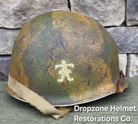 Image 4 of WWII M2 Dbale 509th PIB Front Seam Helmet & Paratrooper liner. Netting. 