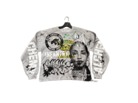Image 1 of Sade Adu black panter party graff NYC custom screen print gray/black/white sweatshirt