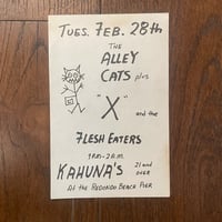 Original  5.5" x 8.5"  1978 Punk Flyer! X, Flesh Eaters,  Alley Cats!