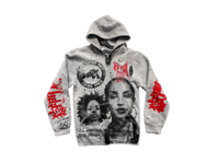 Image 1 of  Sade Adu black panther party NYC art dept kanji gray/black/red zip up hoodie