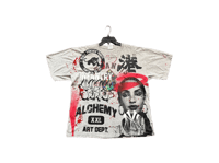 Image 1 of Sade Adu Black panther party graff Kanji NY Kennedy space center art dept gray/black/red T-shirt