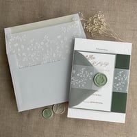 Image 1 of Dainty floral vines lace white ink printed vellum paper belly bands  PACK of 10