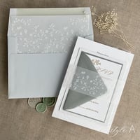 Image 6 of Dainty floral vines lace white ink printed vellum paper belly bands  PACK of 10
