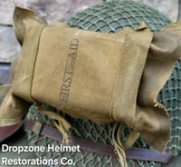 Image 9 of WWII M2 101st Airborne Helmet 502nd PIR NCO D-bale Front Seam & Paratrooper liner. 1st Aid Kit.