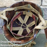 Image 12 of WWII M2 101st Airborne Helmet 502nd PIR NCO D-bale Front Seam & Paratrooper liner. 1st Aid Kit.