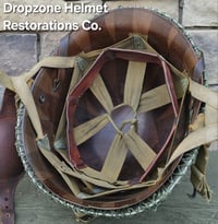Image 14 of WWII M2 101st Airborne Helmet 502nd PIR NCO D-bale Front Seam & Paratrooper liner. 1st Aid Kit.