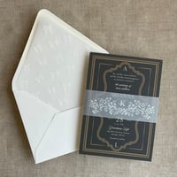 Image 1 of Floral initial white ink printed  vellum paper belly bands  PACK of 10