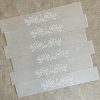 Image 4 of Floral initial white ink printed  vellum paper belly bands  PACK of 10