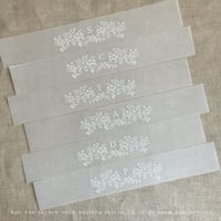 Image 3 of Floral initial white ink printed  vellum paper belly bands  PACK of 10