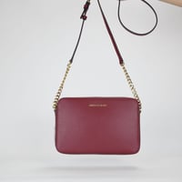 Image 5 of MICHAEL Michael Kors Large Leather Jet Set East West Crossbody - Deep Red