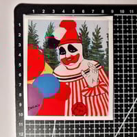 Image 2 of Pogo The Clown Painting By John Wayne Gacy Serial Killer Glossy Finish LAMINATED Vinyl Sticker