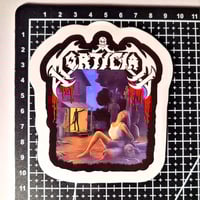 Image 2 of Mortician Chainsaw Dismemberment Band Logo Glossy Finish LAMINATED Vinyl Sticker