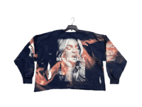 Image 2 of Beyonce Balenciaga NY art dept navy blue/white bleached sweatshirt