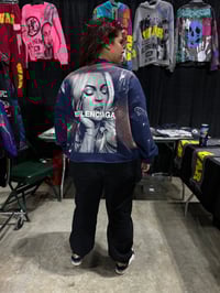 Image 4 of Beyonce Balenciaga NY art dept navy blue/white bleached sweatshirt