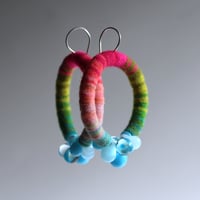 Image 1 of Felt Hoop earrings with glass bubbles (watermelon sky)