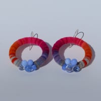 Image 2 of   Felt Hoop earrings with glass bubbles