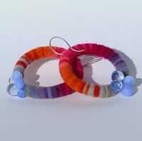 Image 3 of   Felt Hoop earrings with glass bubbles