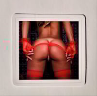 Image 1 of Beautiful Black Booty In Red Thong & Stockings Glossy Finish Vinyl Sticker
