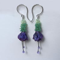 Image 1 of Hanging Flower earrings with drops