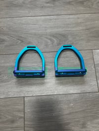 Image 3 of Jin Stirrups – Blue – 4" – Excellent Condition