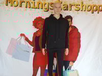 Men's black and red stripe hoodie pants set size Extra Large One left.