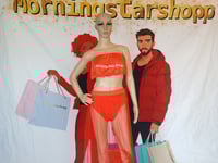 Womens Red long see through skirt swimsuit size medium one left 