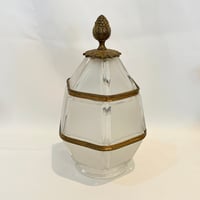 Image 9 of Lampe de table fin XIXe néoclassique avec pied en bronze et verre dépoli ogive