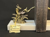 Image 8 of Deux serre-livres Art Déco Gazelles en marbre et métal bronze 1930s