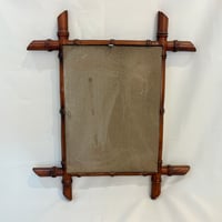 Image 11 of Miroir rectangulaire ancien en bois tourné façon bambou 1930s 