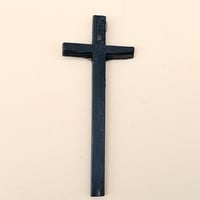 Image 8 of Crucifix ancien XIXe en bois noirci et laiton 