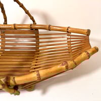 Image 6 of Corbeille à fruits vintage en bambou 1960 avec anses - panier